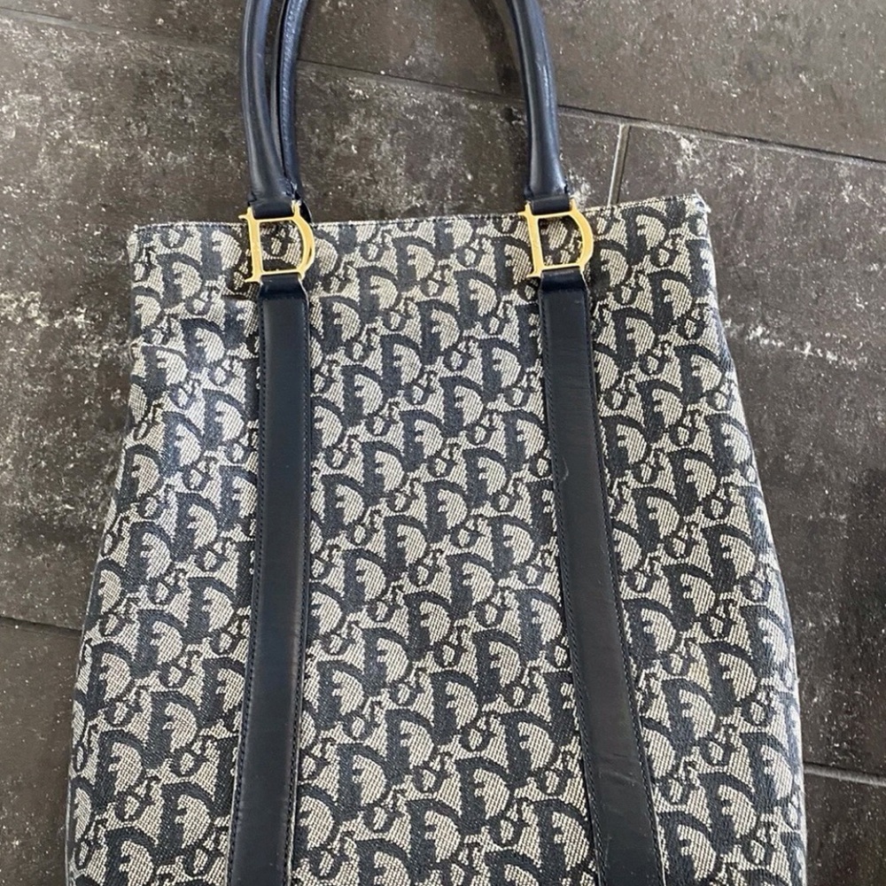 Dior Navy Denim Logo Tote Bag